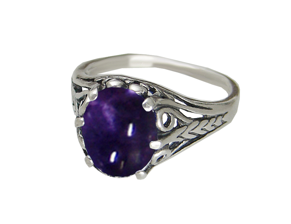 Sterling Silver Filigree Ring With Iolite Size 7 Sterling Silver Filigree Ring With Iolite Size 7